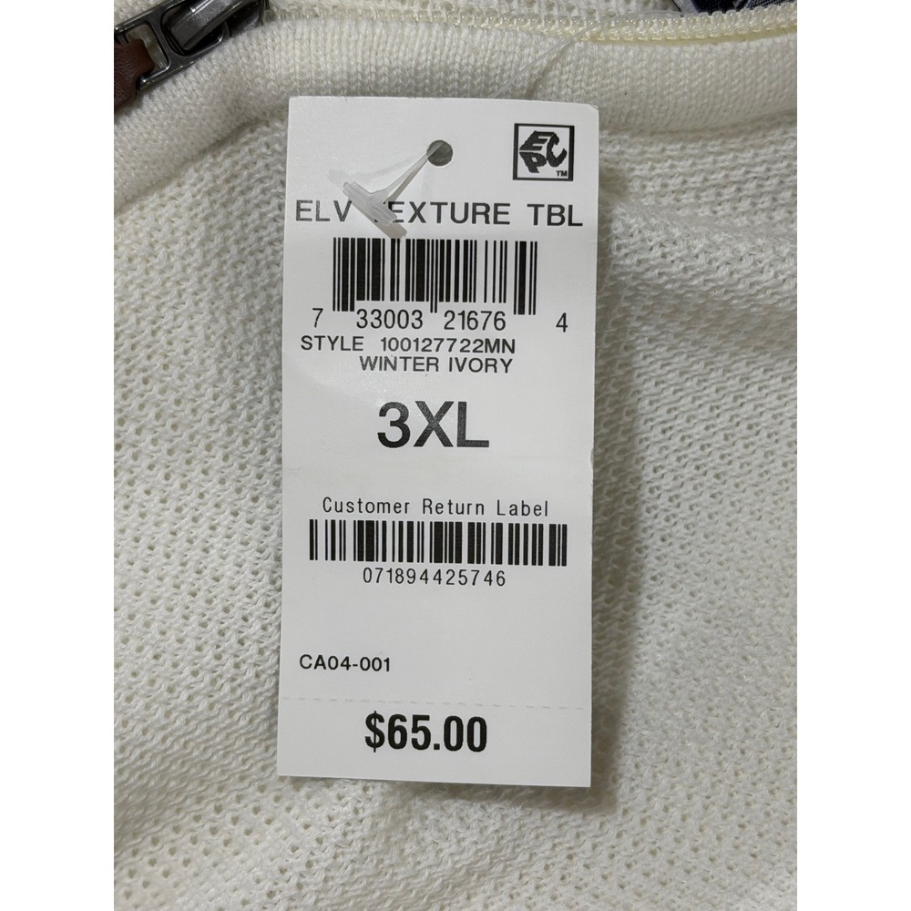 Club Room Men's New Cream Textured Cotton‎ Knit 1/4 Zip Sweater 3XL Winter Ivory - Picture 3 of 6
